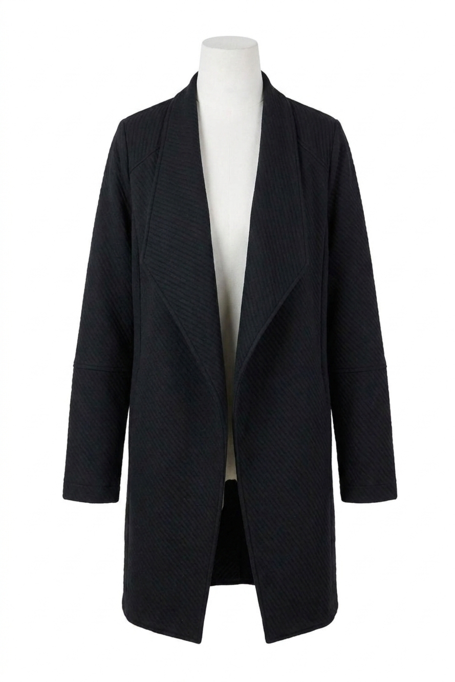 NEW SKIES ARE BLUE thick knit fold over collar cardigan in black